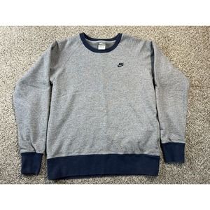 Nike Sweatshirt Womens S Gray Blue Pullover Sportswear Crew Neck Zipper Pocket